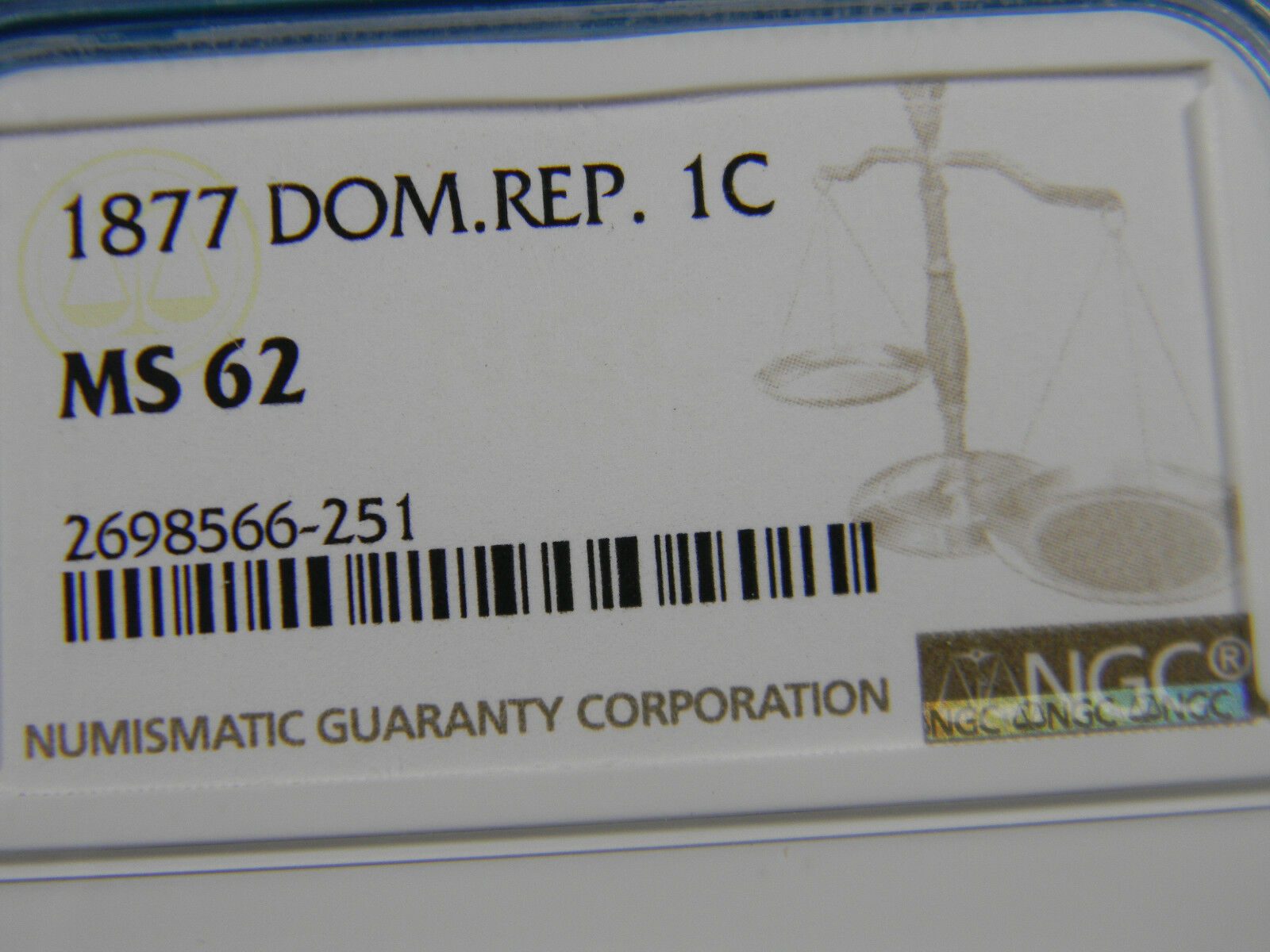 Dominican Republic 1877 1 Centavo NGC MS 62 KM# 3 - Fresh Stock Dated December 2025