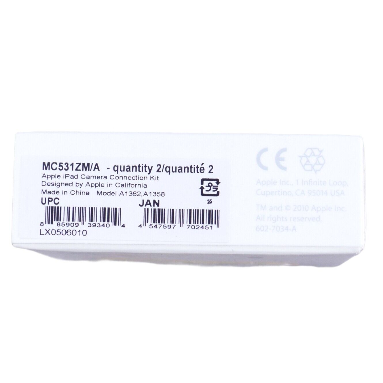 Apple iPad Camera Connection Kit MC531ZM/A (A1362 & A1358) Genuine New - Fresh Stock Dated February 2026