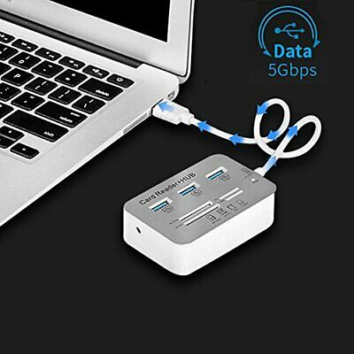 USB3.0 Card Reader and 3 Ports USB Hub, High Speed External Memory Card - Fresh Stock Dated February 2026