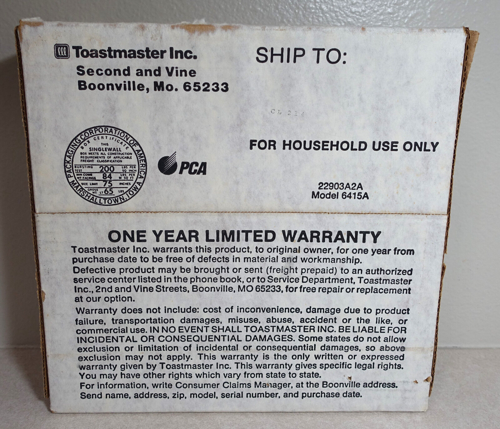 Toastmaster Basic Burner 6415 Single Electric Burner USA Made New Old Stock Box - Fresh Stock Dated February 2026