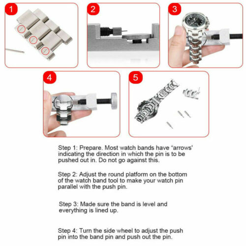 Metal Adjustable Watch Band Strap Bracelet Link Pin Remover Repair Tool Kit US - Fresh Stock Dated December 2025