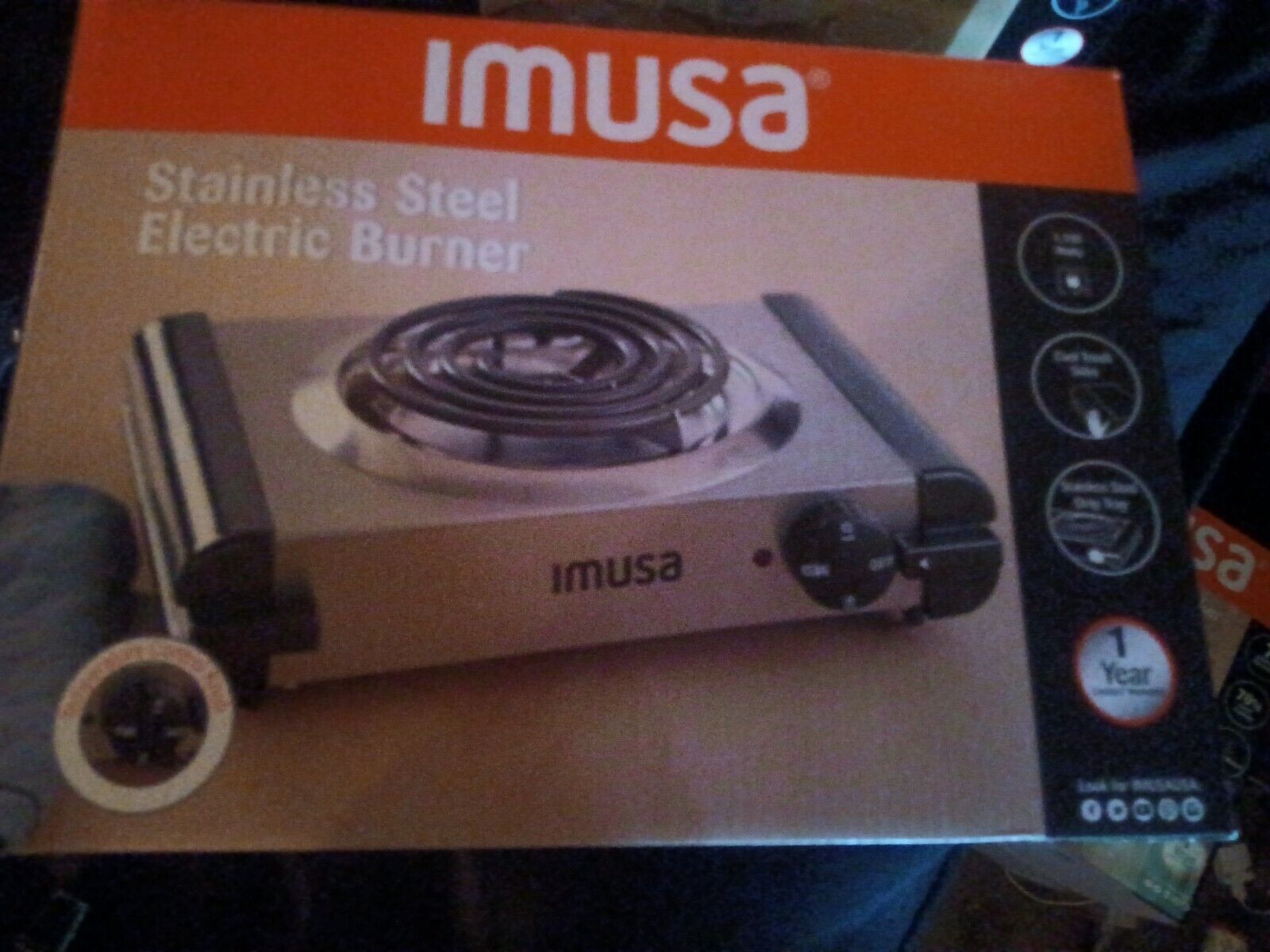 IMUSA USA GAU-80305 Electric Single Burner 1100-Watts, Black - Fresh Stock Dated February 2026