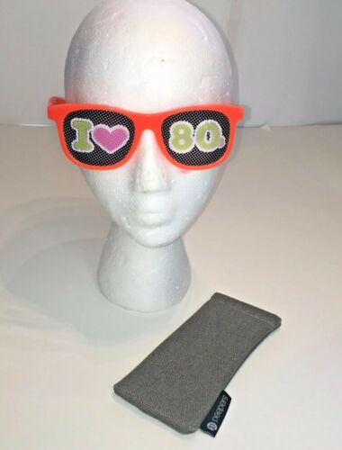 I LOVE THE 80’S Sunglasses with Case Shutter Shades Funky Party Retro I ❤️ 1980 - Fresh Stock Dated February 2026