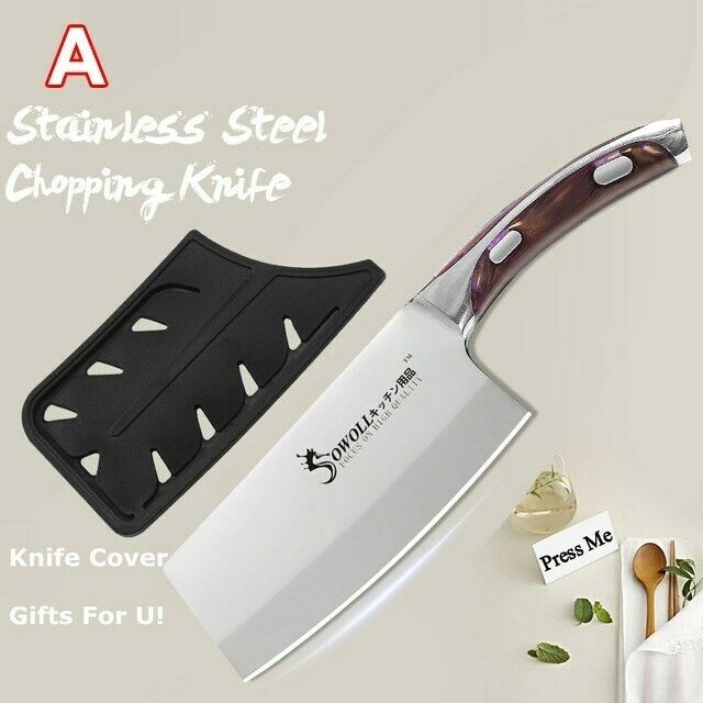 3Pcs Kitchen Knife Set Stainless Steel Utility Chef Chopping Meat Cleaver Knives - Fresh Stock Dated January 2026