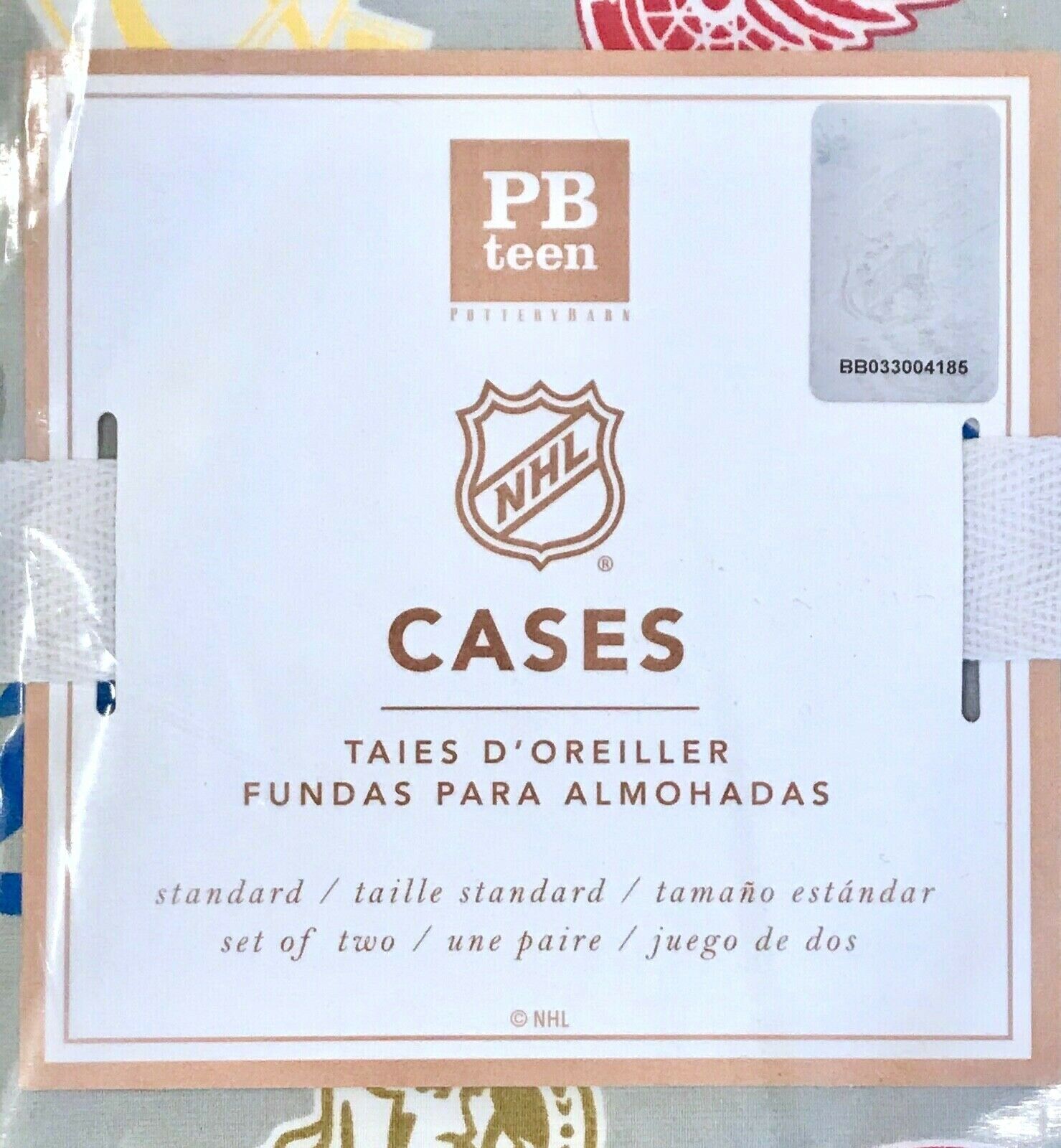 POTTERY BARN PB TEEN SET OF TWO (2) PILLOW CASES STANDARD NHL HOCKEY 100% COTTON - Fresh Stock Dated December 2025