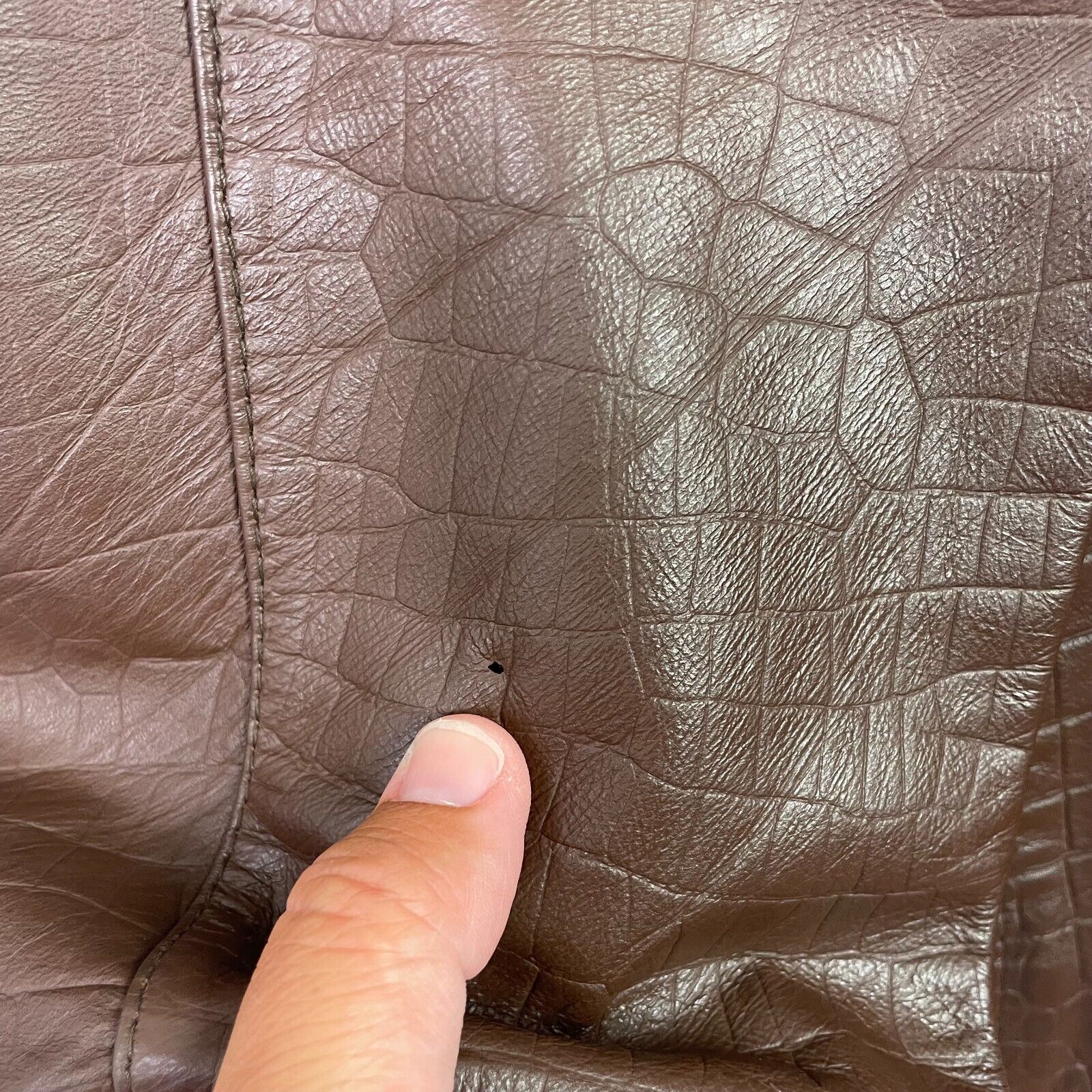 Vintage Women's Toffs Brown Textured Genuine Leather Pencil Skirt sz 10 - Fresh Stock Dated March 2026