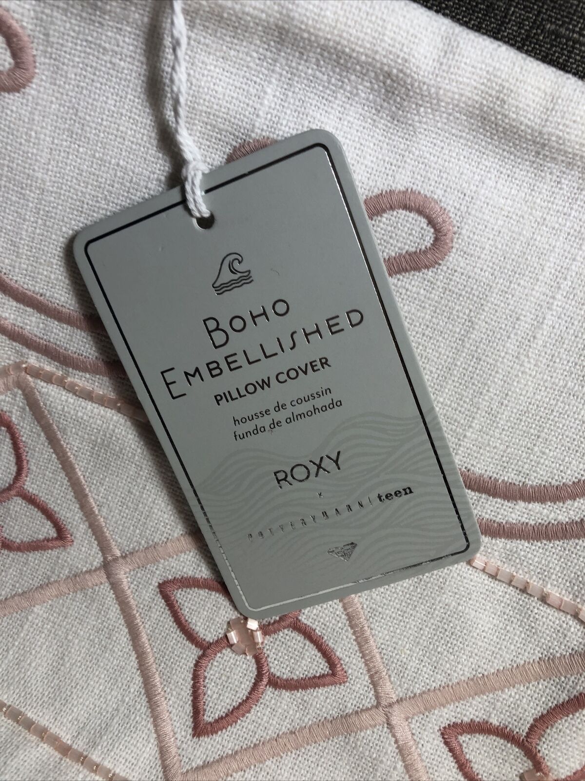 Pottery Barn Teen Roxy Pillow Cover 12” x 16” Dusty Blush & White Tassels New - Fresh Stock Dated January 2026
