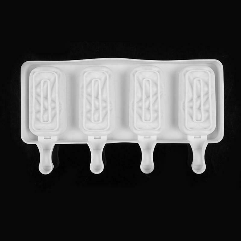 4 Cells Popsicle Tray Silicone Mold DIY Ice Cream Mould Pan Summer Party Tools - Fresh Stock Dated December 2025