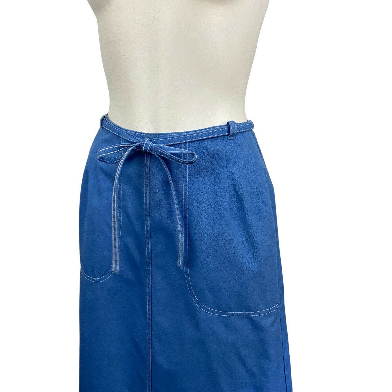 1970s Chambray Wrap Skirt / Light Blue Cotton Blend A Line Skirt / XS - Fresh Stock Dated March 2026