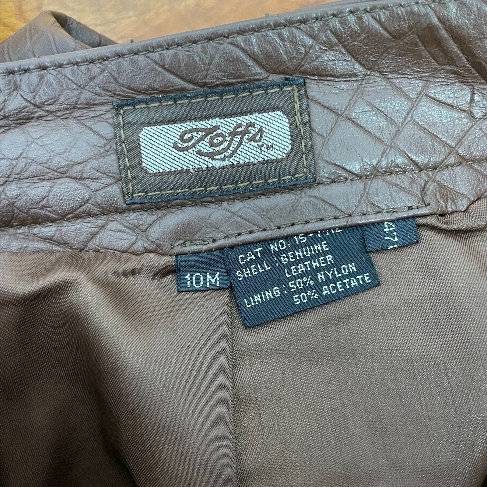 Vintage Women's Toffs Brown Textured Genuine Leather Pencil Skirt sz 10 - Fresh Stock Dated March 2026