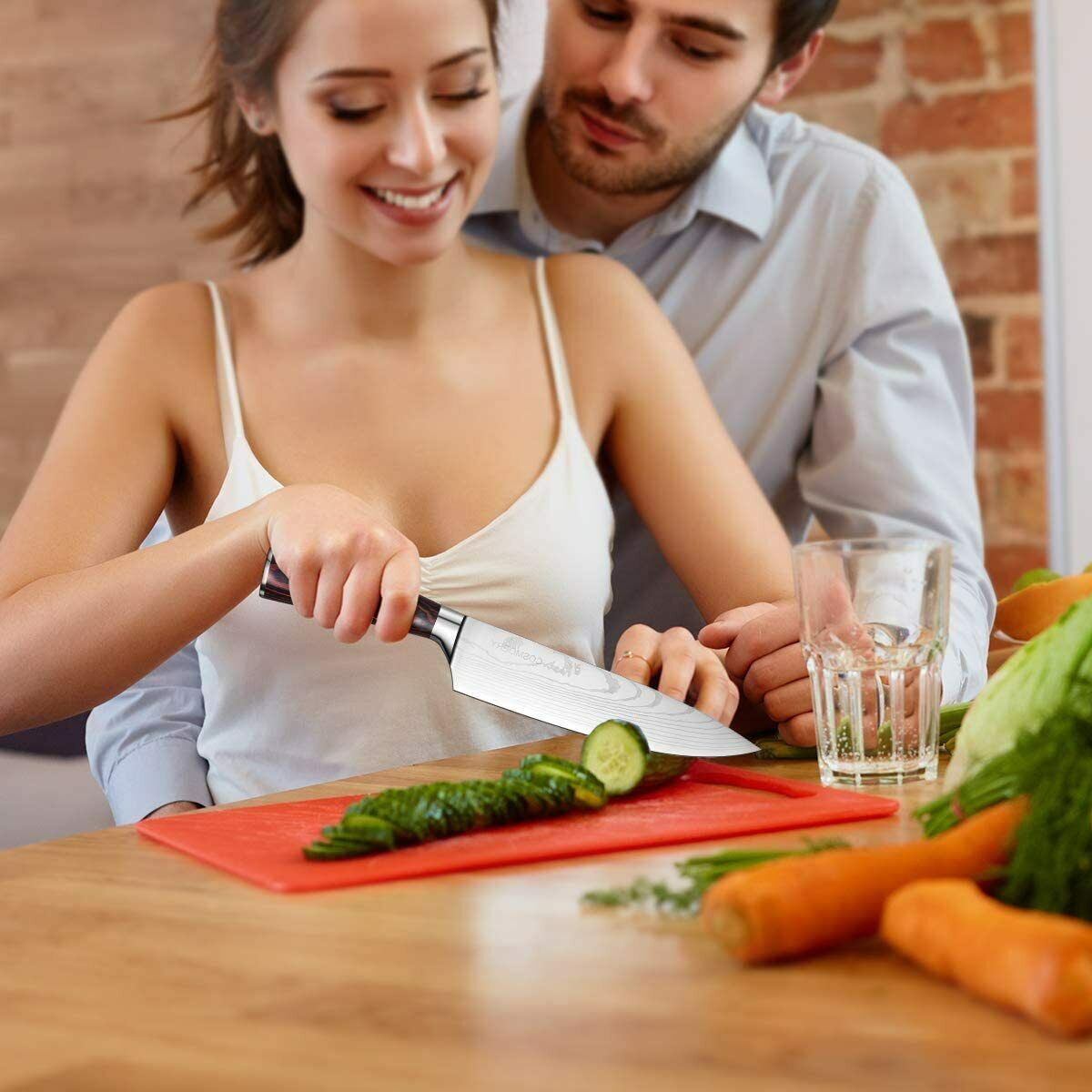 5 Piece Kitchen Knives Set Japanese Damascus Pattern Stainless Steel Chef Knife - Fresh Stock Dated December 2025