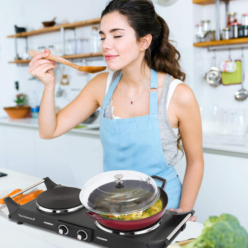 Hot Plate Electric Double Burner 1800W Portable Burner Adjustable Temperature - Fresh Stock Dated December 2025