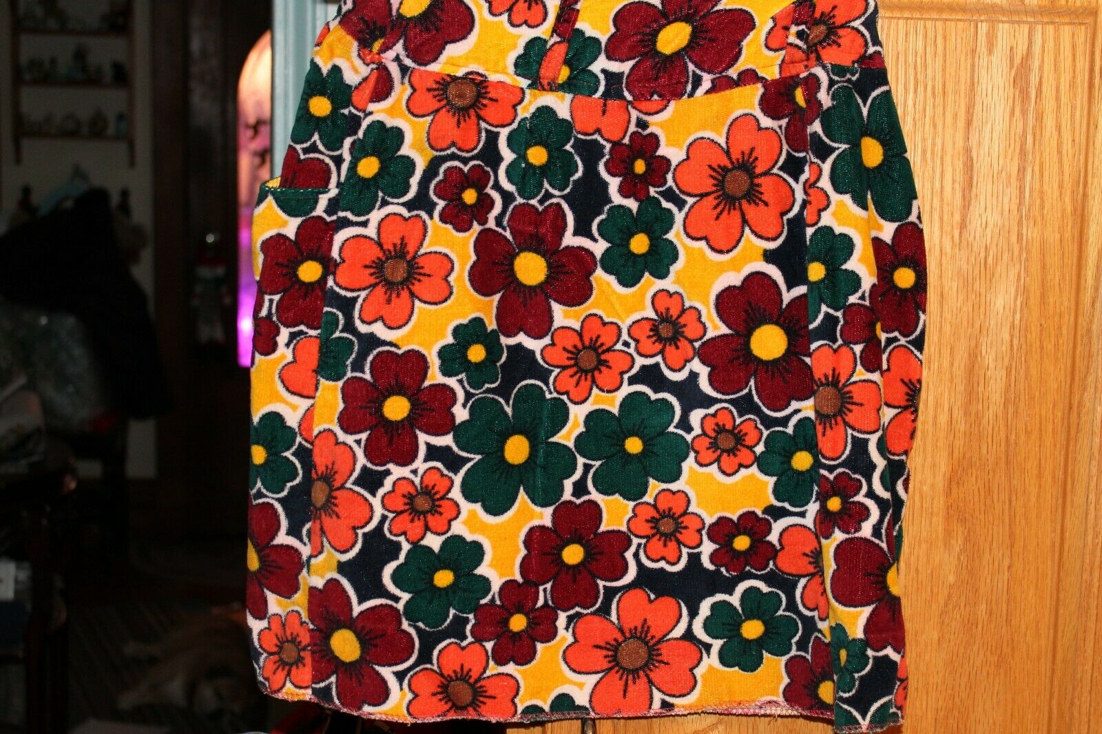 Vintage 1960s Velour Bright Flower Power Mini Skirt - Fresh Stock Dated February 2026