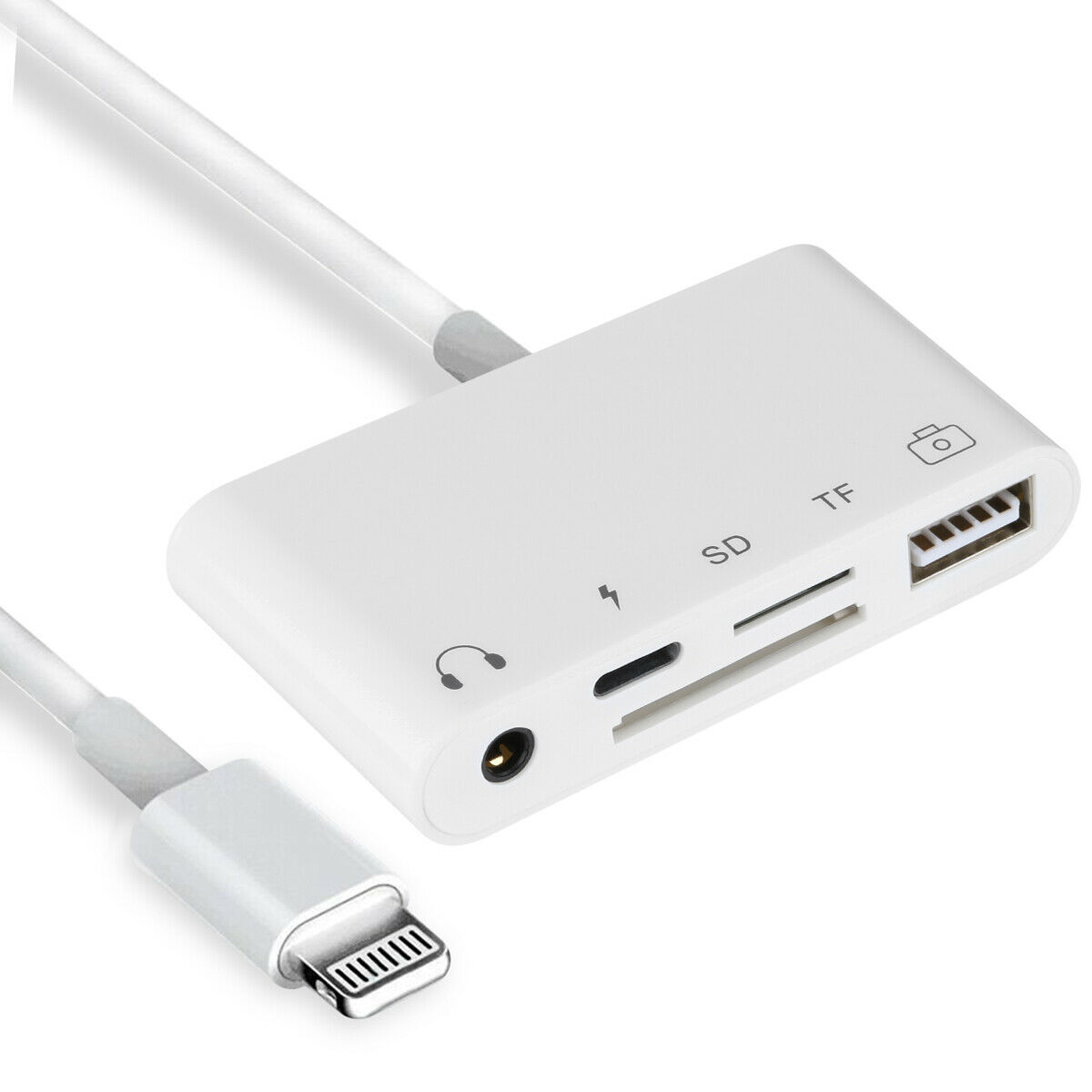 5-IN-1  Adapter Card Reader Hub for iPhone 13 12 7 8 / iPad 4 5 6 / iPad Camera - Fresh Stock Dated February 2026