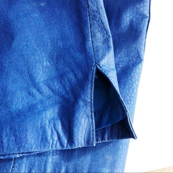 Vintage 80s Blue Leather High Waist Mini Skirt - Fresh Stock Dated February 2026