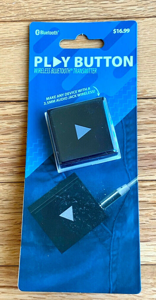 PLAY BUTTON Wireless Bluetooth Transmitter Make 3.5mm Audio Jacks WIRELESS ~ New - Fresh Stock Dated December 2025