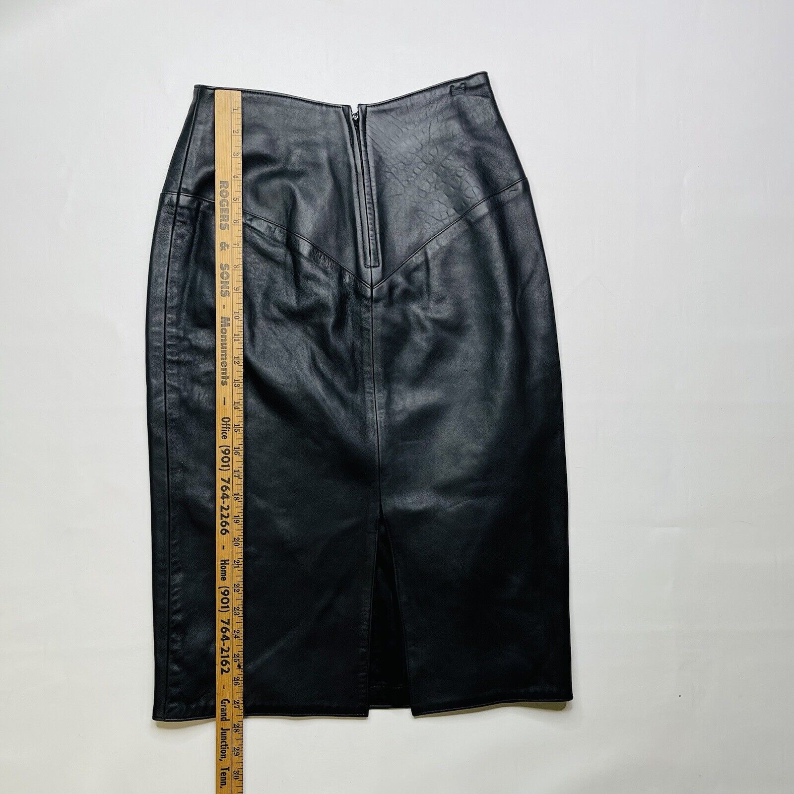VINTAGE Evan Arpelli leather skirt size 10 lined FLAWED long black women classic - Fresh Stock Dated March 2026