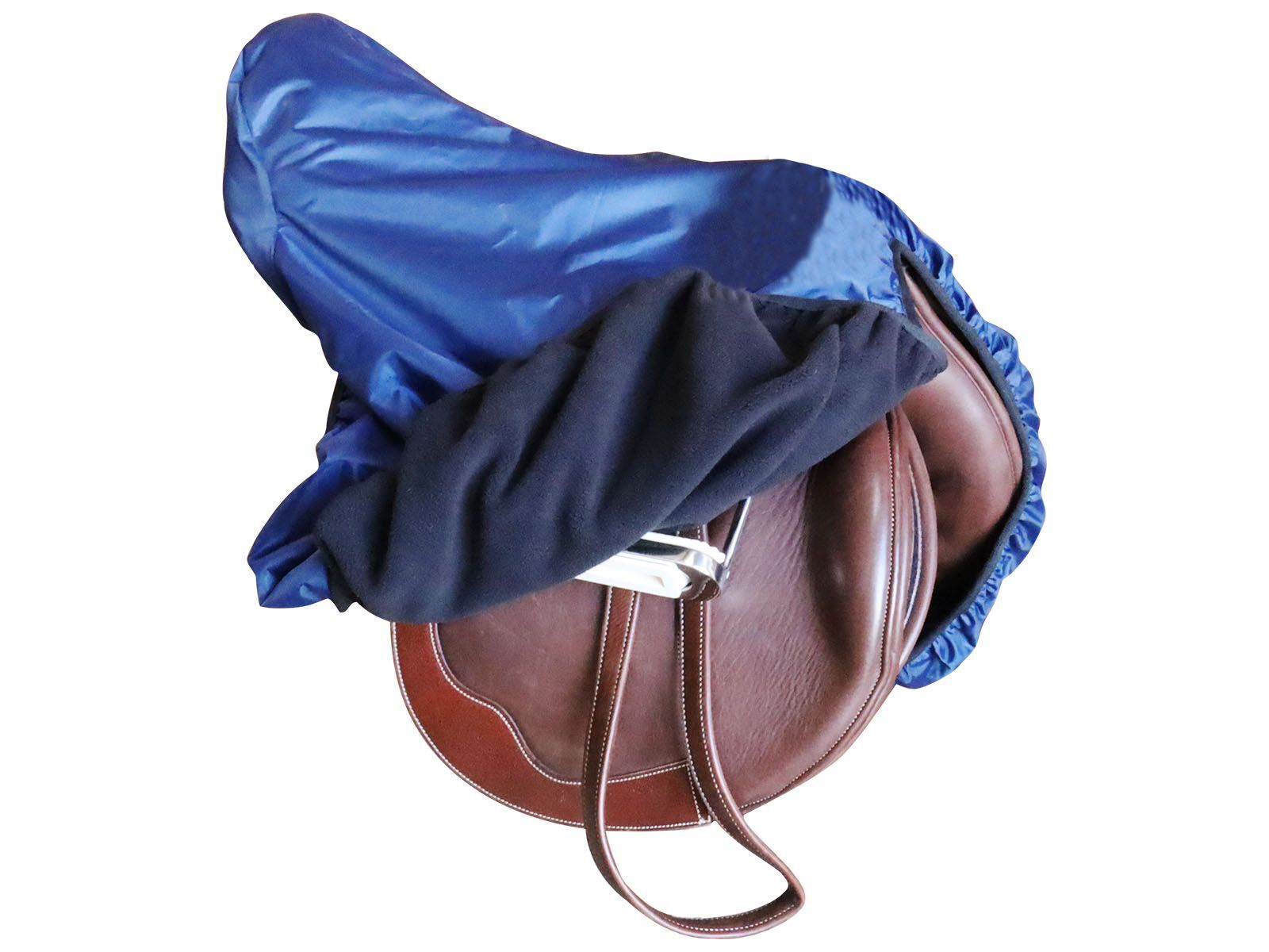BasEQ Blue English Saddle Cover Fleece Lined and Polyester Outer - Fresh Stock Dated February 2026