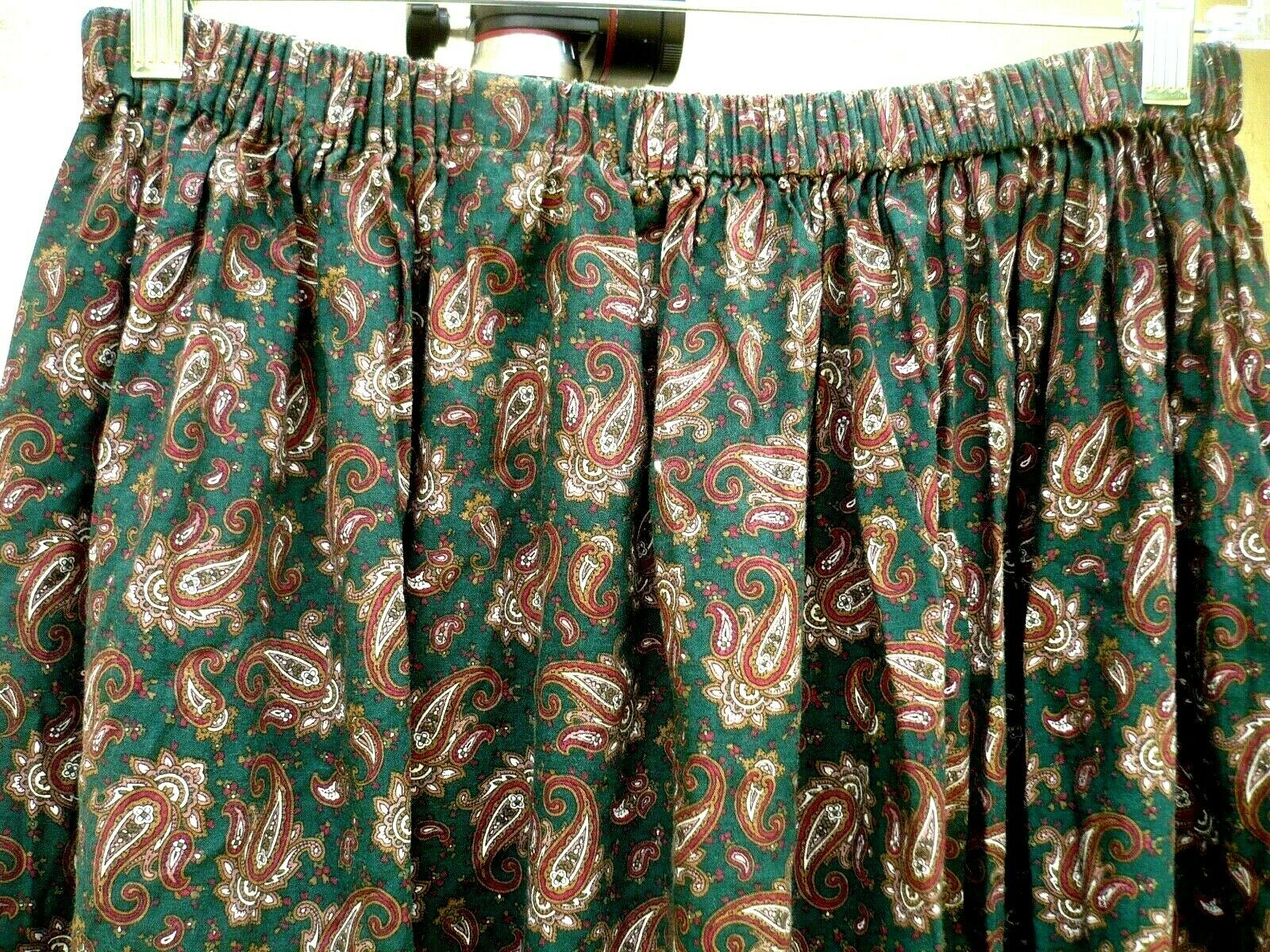 VTG 90S ONE SIZE M L BROWN GREEN PRAIRIE COTTON FULL RUFFLE PAISLEY SKIRT WOMEN - Fresh Stock Dated February 2026