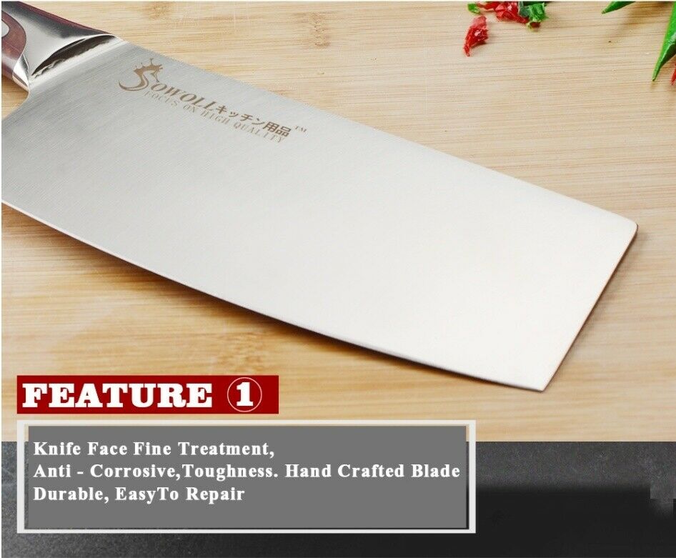 3Pcs Kitchen Knife Set Stainless Steel Utility Chef Chopping Meat Cleaver Knives - Fresh Stock Dated January 2026