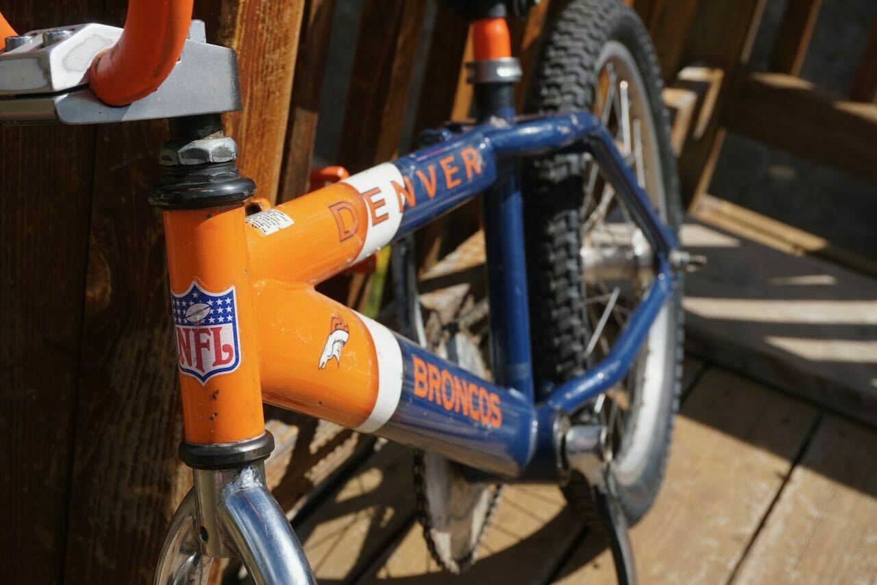 OLD SCHOOL VINTAGE FREESTYLE BMX DENVER BRONCOS NFL BIKE BICYCLE BEEFY FRAME - Fresh Stock Dated February 2026
