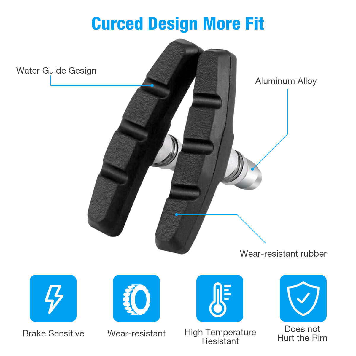 5 Pairs High Grade Cycling Bicycle Bike V Brake Pads 70mm Shoes Pads Black - Fresh Stock Dated February 2026