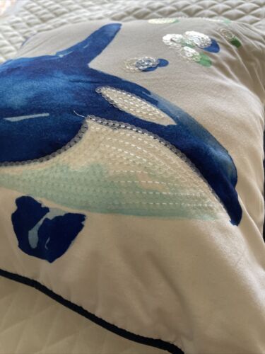 Pottery Barn Teen Sea Life Pillow Cover with Insert Orca Killer Whale Kids - Fresh Stock Dated December 2025