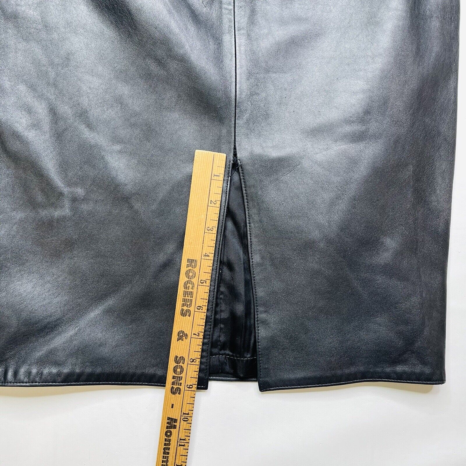 VINTAGE Evan Arpelli leather skirt size 10 lined FLAWED long black women classic - Fresh Stock Dated March 2026