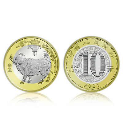 Roll 20 PCS, China 10 Yuan, New Year of Ox, Zodiac COMM. 2021, Coin, UNC - Fresh Stock Dated February 2026