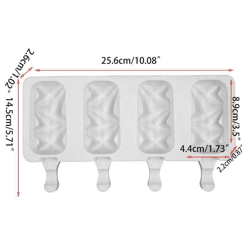 4 Cells Popsicle Tray Silicone Mold DIY Ice Cream Mould Pan Summer Party Tools - Fresh Stock Dated December 2025