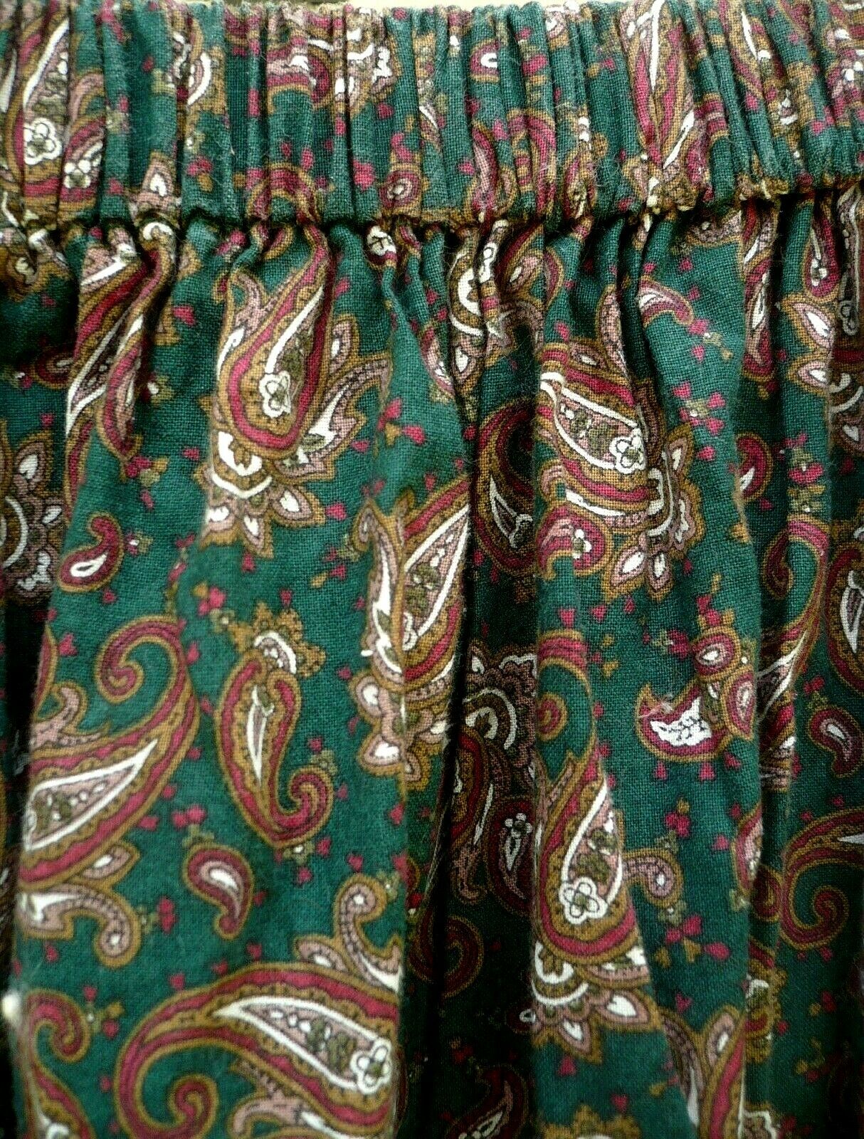VTG 90S ONE SIZE M L BROWN GREEN PRAIRIE COTTON FULL RUFFLE PAISLEY SKIRT WOMEN - Fresh Stock Dated February 2026