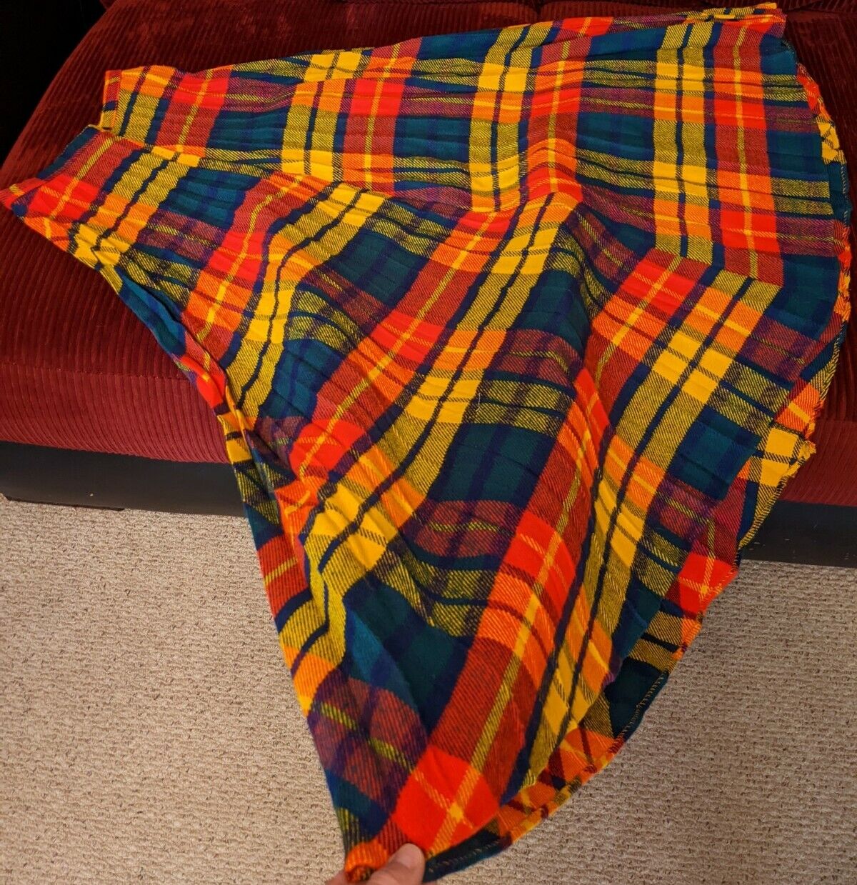 Vintage 70s Montgomery Wards Teacher Secretary Geek Plaid Pleat Maxi Full Skirt - Fresh Stock Dated March 2026