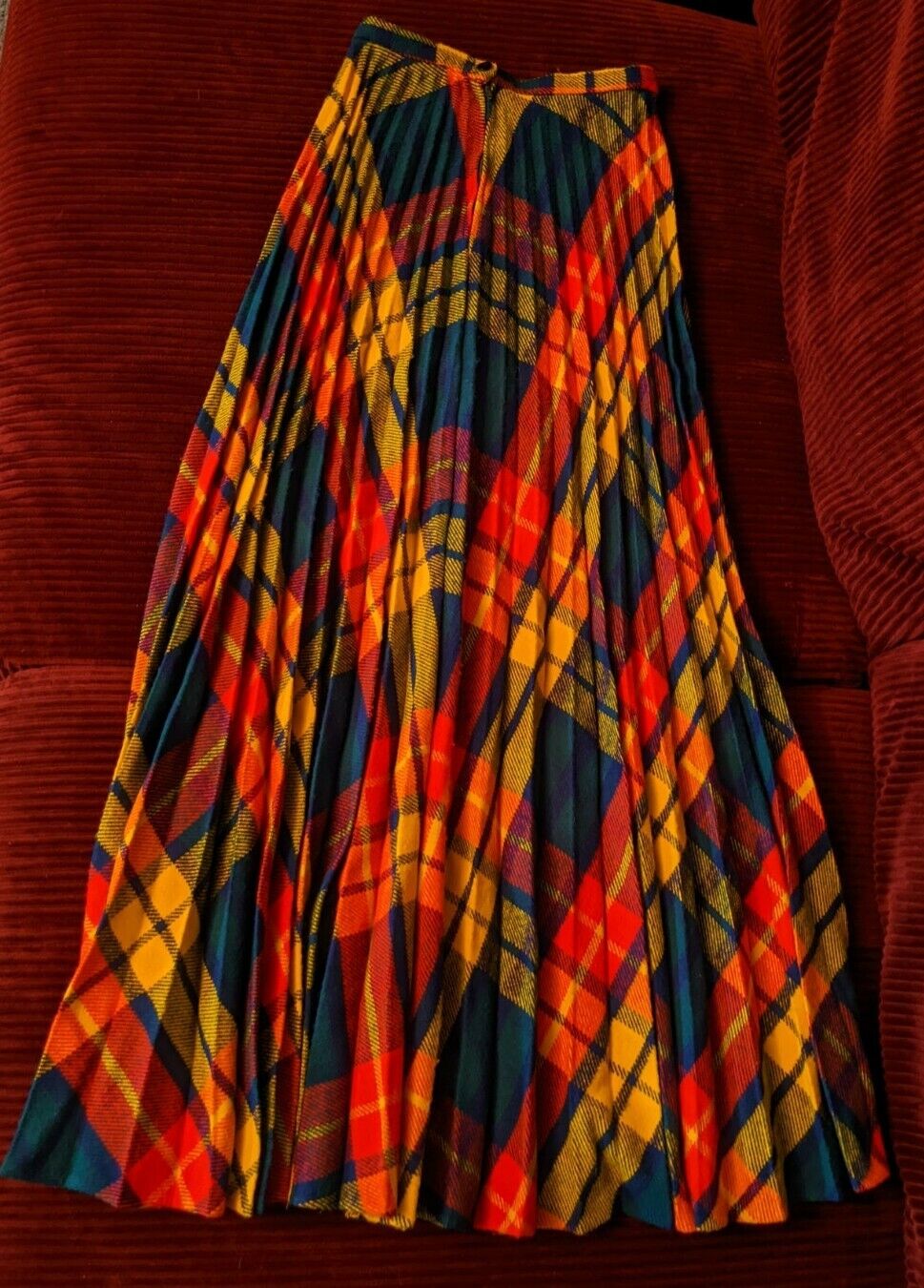 Vintage 70s Montgomery Wards Teacher Secretary Geek Plaid Pleat Maxi Full Skirt - Fresh Stock Dated March 2026
