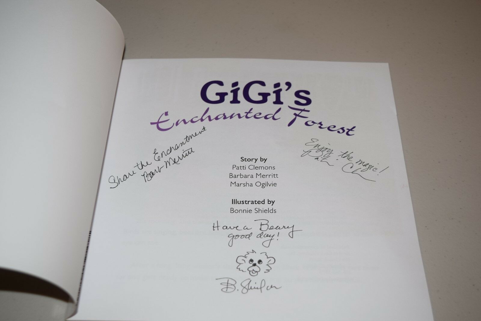 Gigi's Enchanted Forest by Patti Clemons Merritt Shields SIGNED BY AUTHORS Bears - Fresh Stock Dated December 2025