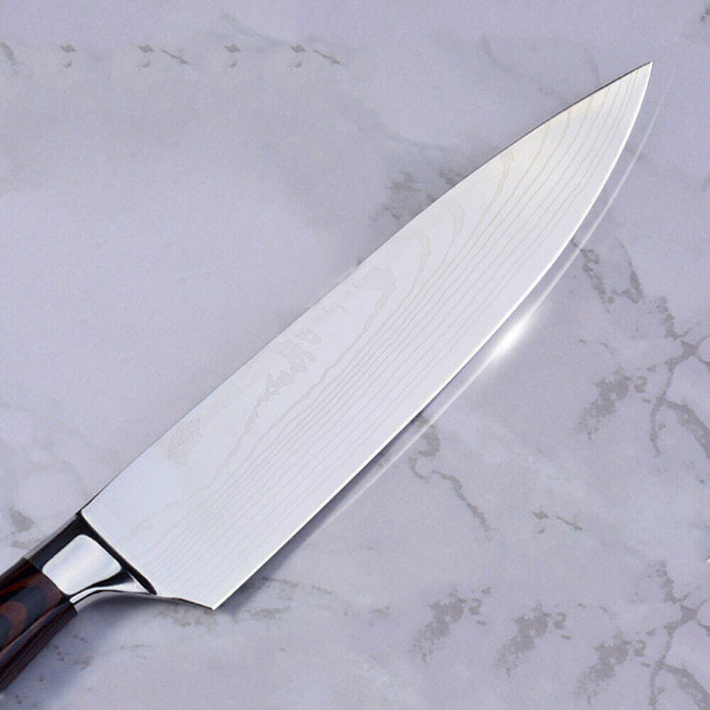 5 Piece Kitchen Knives Set Japanese Damascus Pattern Stainless Steel Chef Knife - Fresh Stock Dated December 2025