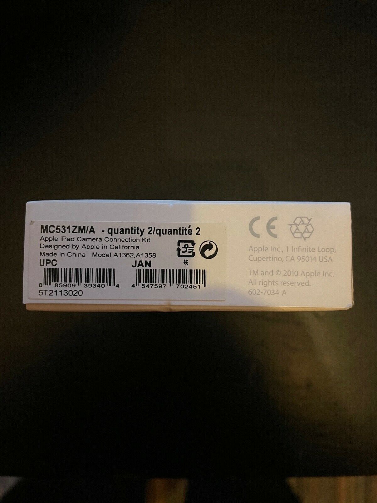 Apple iPad Camera Connection Kit - MC531ZM/A -  In Original Box - Fresh Stock Dated February 2026