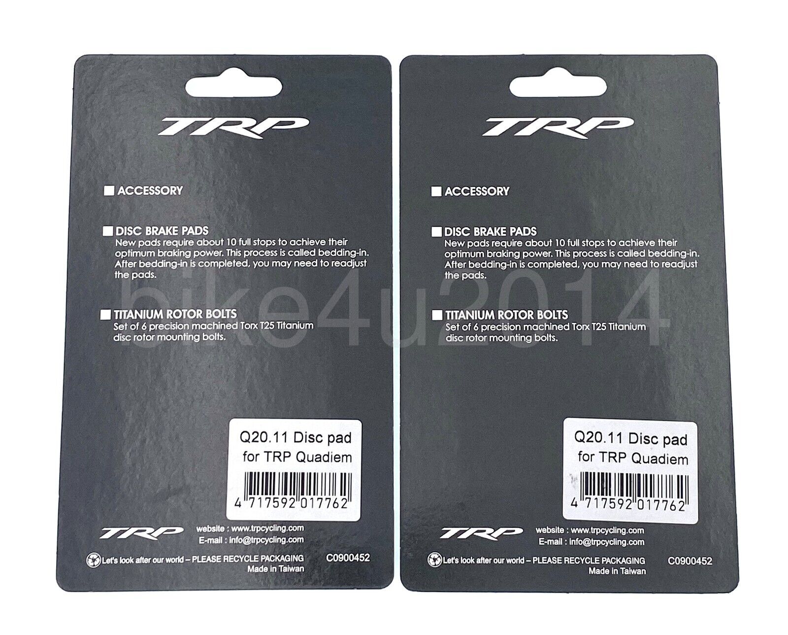 2 pair x TRP Bike Q20.11 Disc Brake Pads Quadiem SL,Slate T4,Tektro Q11TS,G-spec - Fresh Stock Dated February 2026