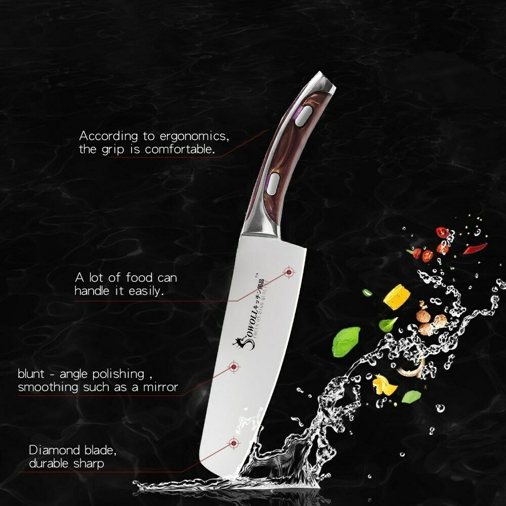 3Pcs Kitchen Knife Set Stainless Steel Utility Chef Chopping Meat Cleaver Knives - Fresh Stock Dated January 2026