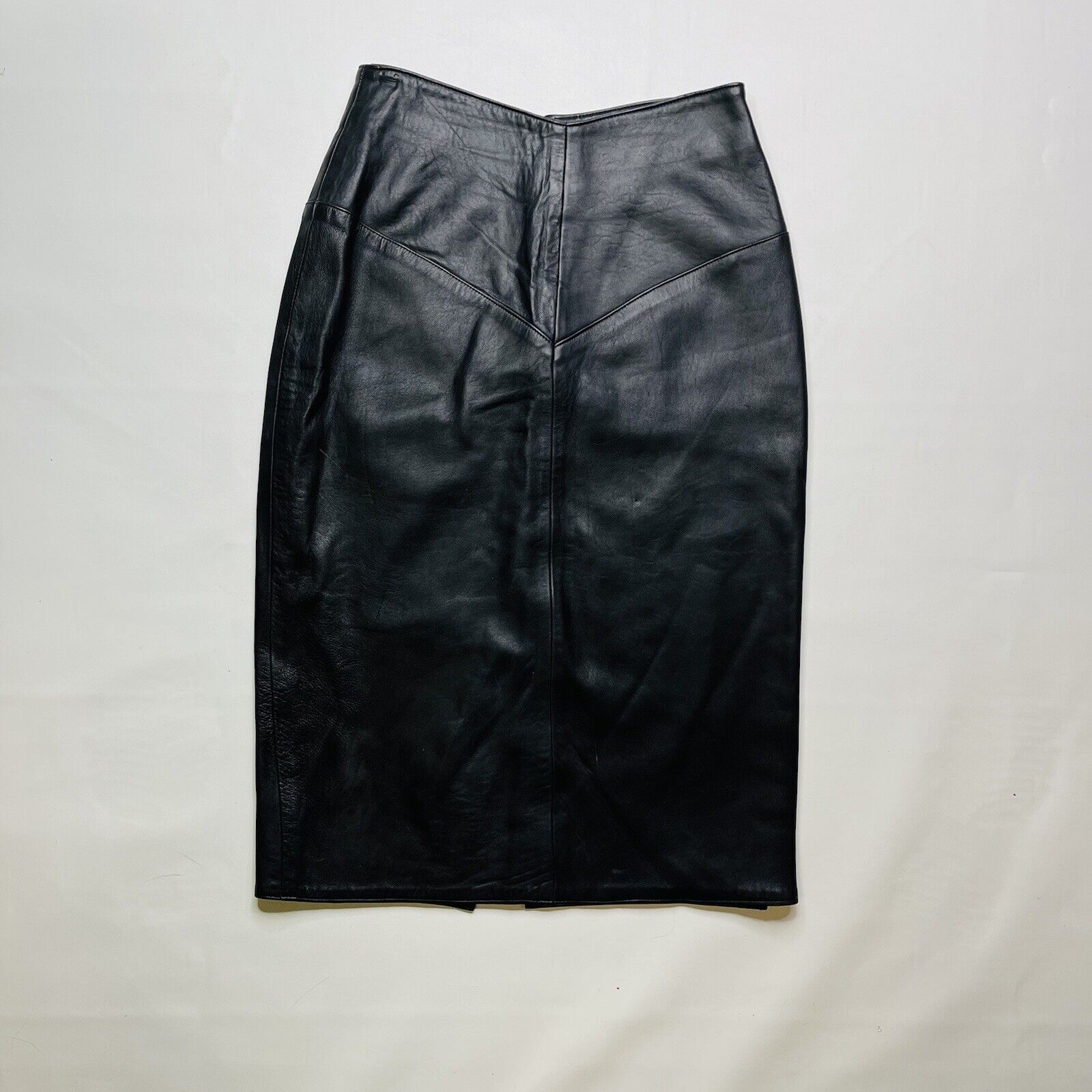 VINTAGE Evan Arpelli leather skirt size 10 lined FLAWED long black women classic - Fresh Stock Dated March 2026