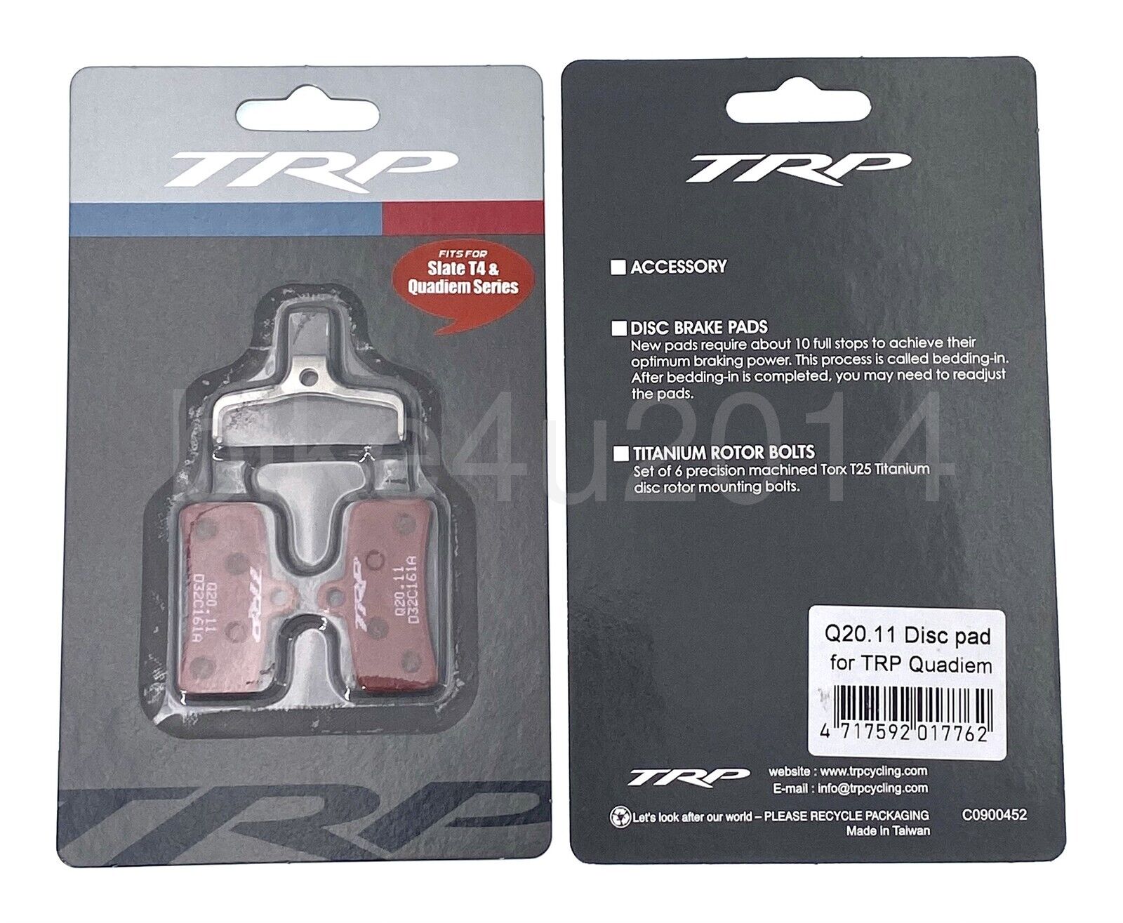 2 pair x TRP Bike Q20.11 Disc Brake Pads Quadiem SL,Slate T4,Tektro Q11TS,G-spec - Fresh Stock Dated February 2026