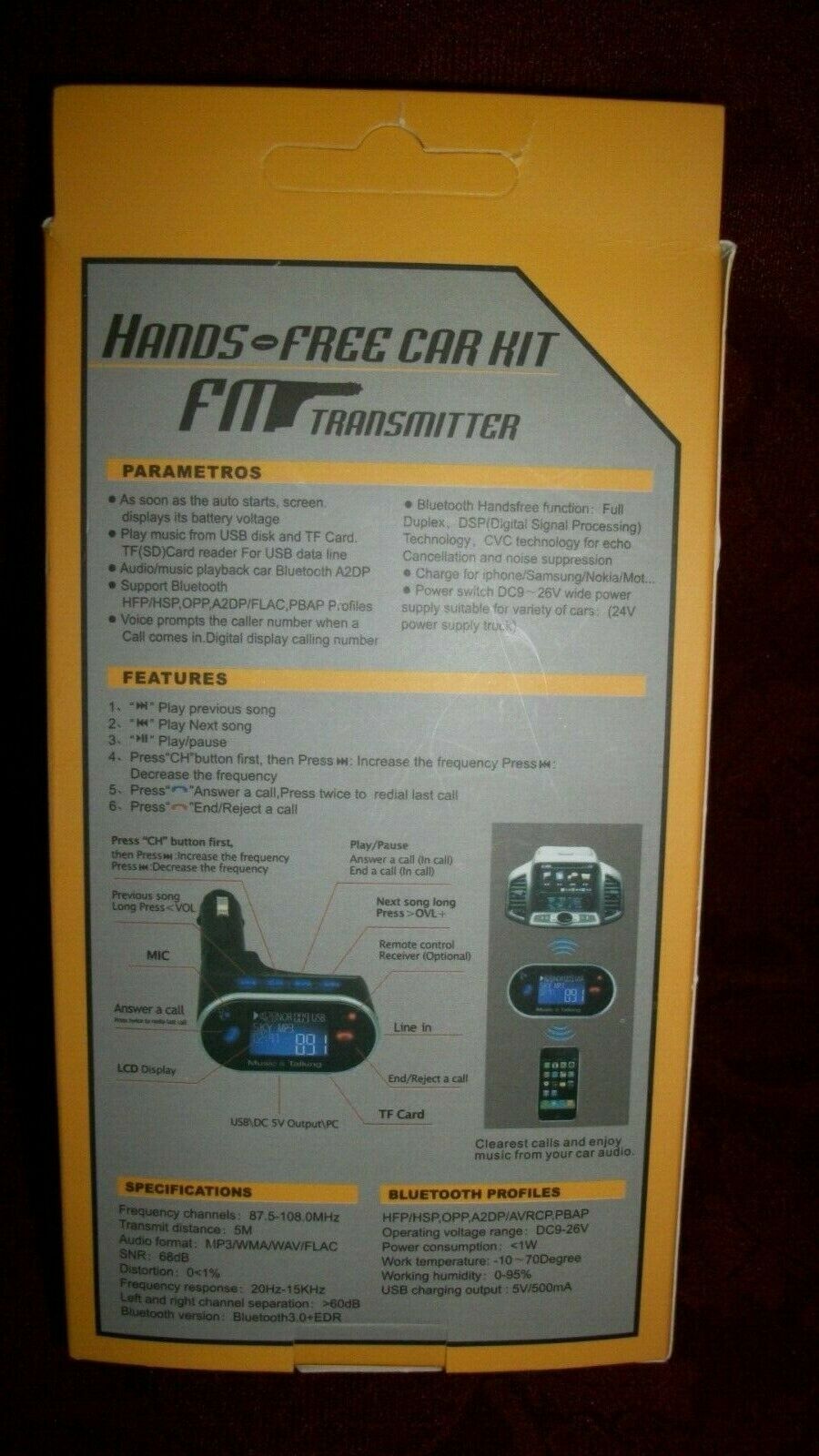 MUSIC & TALKING HANDS FREE CAR KIT TRANSMITTER BLUETOOTH FM FOR SAMSUNG,NOKIA,MO - Fresh Stock Dated February 2026