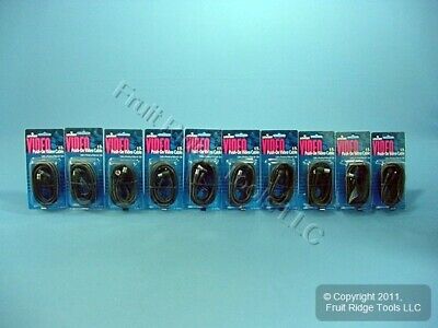 10 Leviton RIGHT ANGLE 6' Push-On Video Coax Cables 75-Ohm F-Type Wire C5854-6 - Fresh Stock Dated December 2025