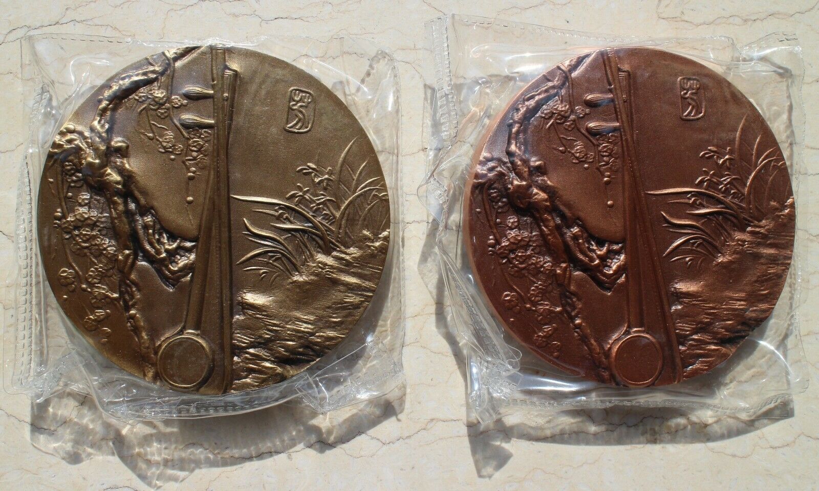 A Pair of China 80mm Medals (Brass and Copper) - Peking Opera - Mei Lan Fang - Fresh Stock Dated February 2026