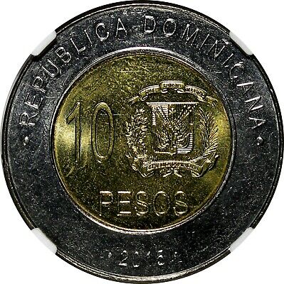 DOMINICAN REPUBLIC 2015 10 Pesos NGC MS65 MELLA  Poland Mint KM# 106 (016) - Fresh Stock Dated February 2026