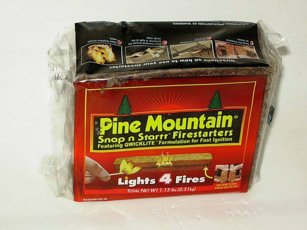 Pine Mountain Snap n Startt Firestarters Pack Lights 4 Fires QWICKLITE 20 Minute - Fresh Stock Dated December 2025
