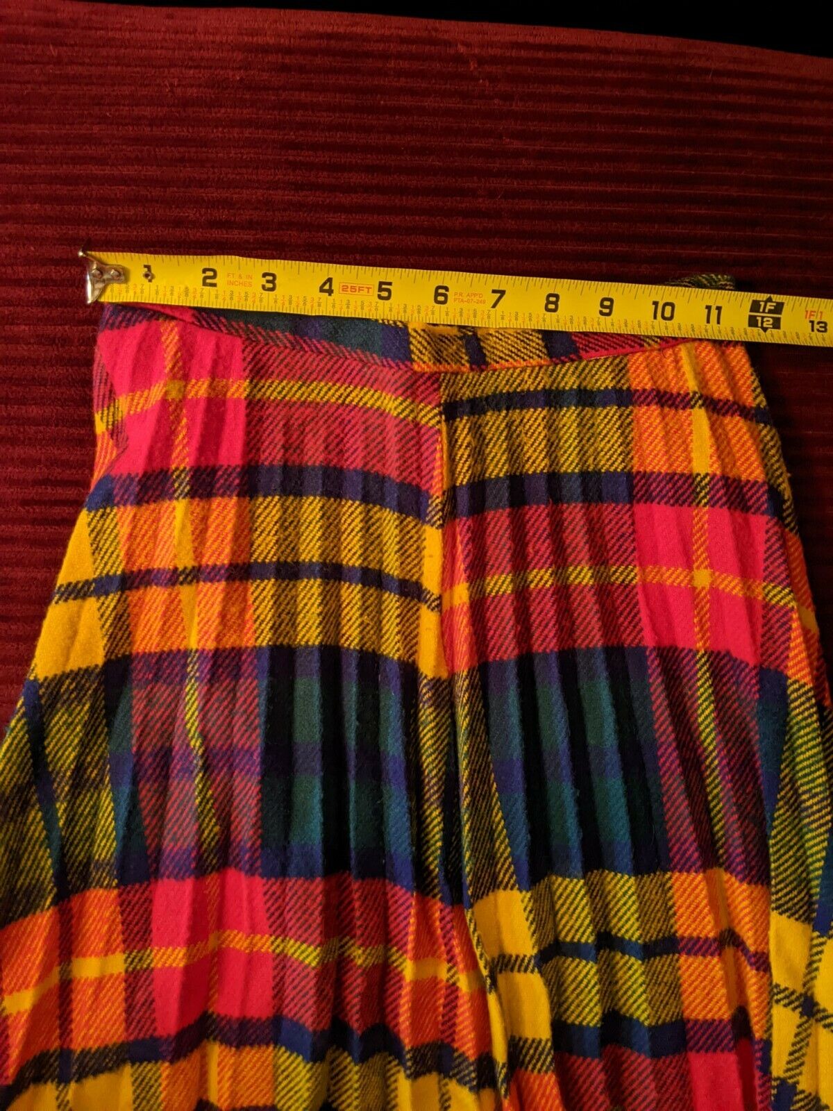 Vintage 70s Montgomery Wards Teacher Secretary Geek Plaid Pleat Maxi Full Skirt - Fresh Stock Dated March 2026