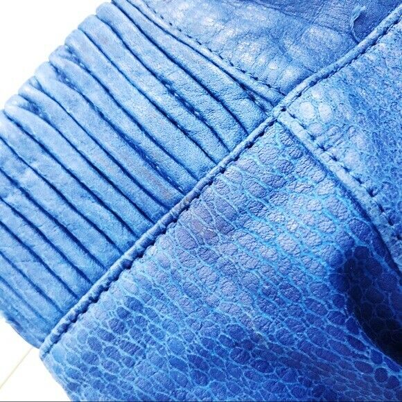 Vintage 80s Blue Leather High Waist Mini Skirt - Fresh Stock Dated February 2026