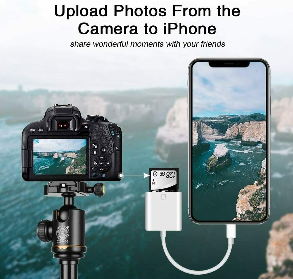 Lightning Apple Ipad Iphone Tail Adapter Upgraded USB 2.0 SD Card Camera Reader - Fresh Stock Dated February 2026