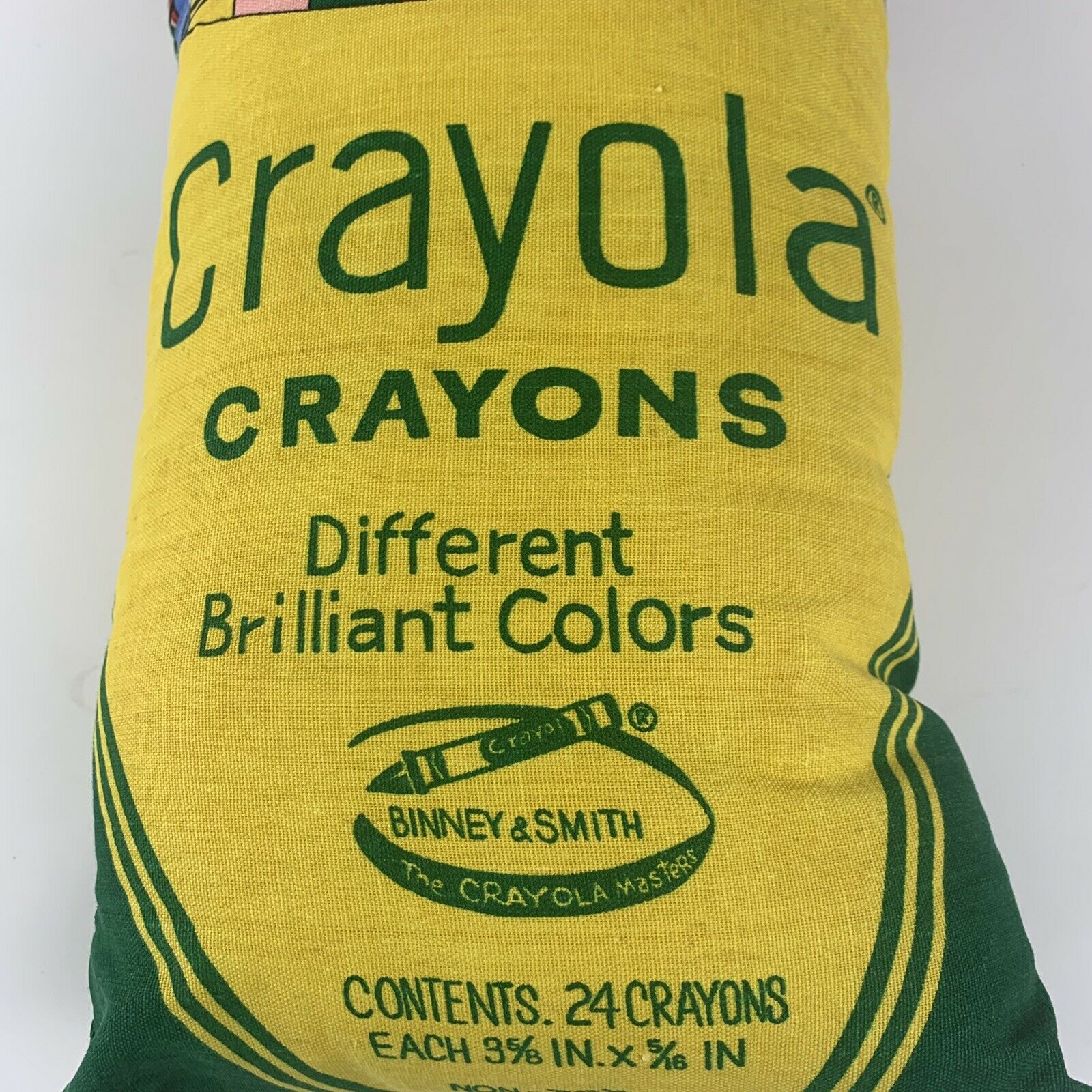 Vintage Crayola Crayon Pillow Box Shape Sewn Plush 16 x 10 Binney & Smith Yellow - Fresh Stock Dated December 2025