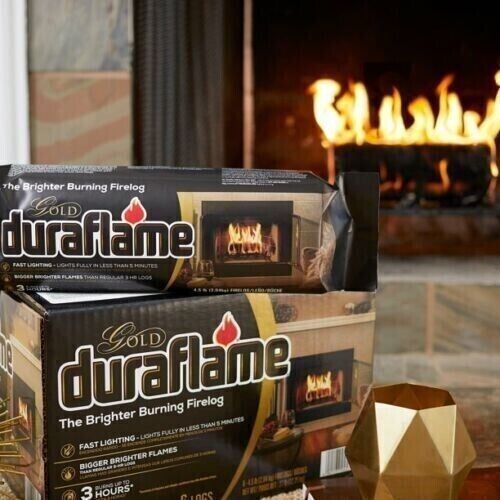 Duraflame Fire Logs 6 Pack - 4.5lb Bright Burning 3 Hour Burn Time Fast Lighting - Fresh Stock Dated December 2025